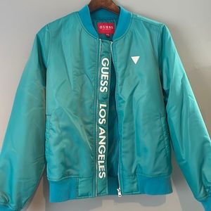 Guess bomber jacket, size small, turquoise color